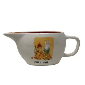 Rae Dunn HELLO FALL Gravy Boat Ceramic 2019 Kitchen Decor Magenta Autumn Holiday